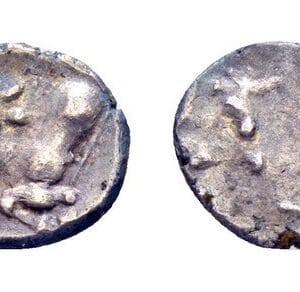 Caria, Onzekere muntplaats. AR Hemiobool. 5e eeuw v.C.