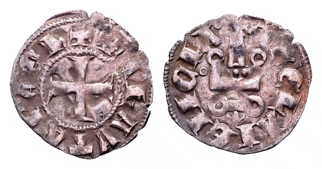 Kruisvaarders, Prinsdom Achaea. Mahaut van Henegouwen 1316-1318. Denier, Clarenza