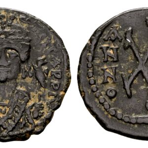 Mauricius Tiberius 582-602. AE Halve Follis. Antiochië, jaar 4, 585-586