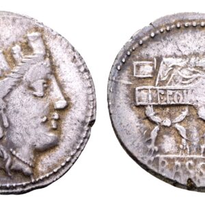 Republiek. P. Furius Crassipes. AR Denarius. Rome 84 v.Chr.